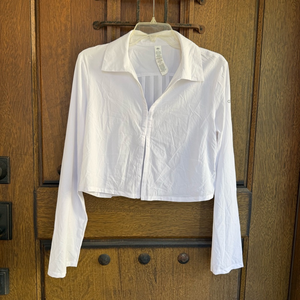 Alo Cropped White Button-Front Women’s Top Size XS, L